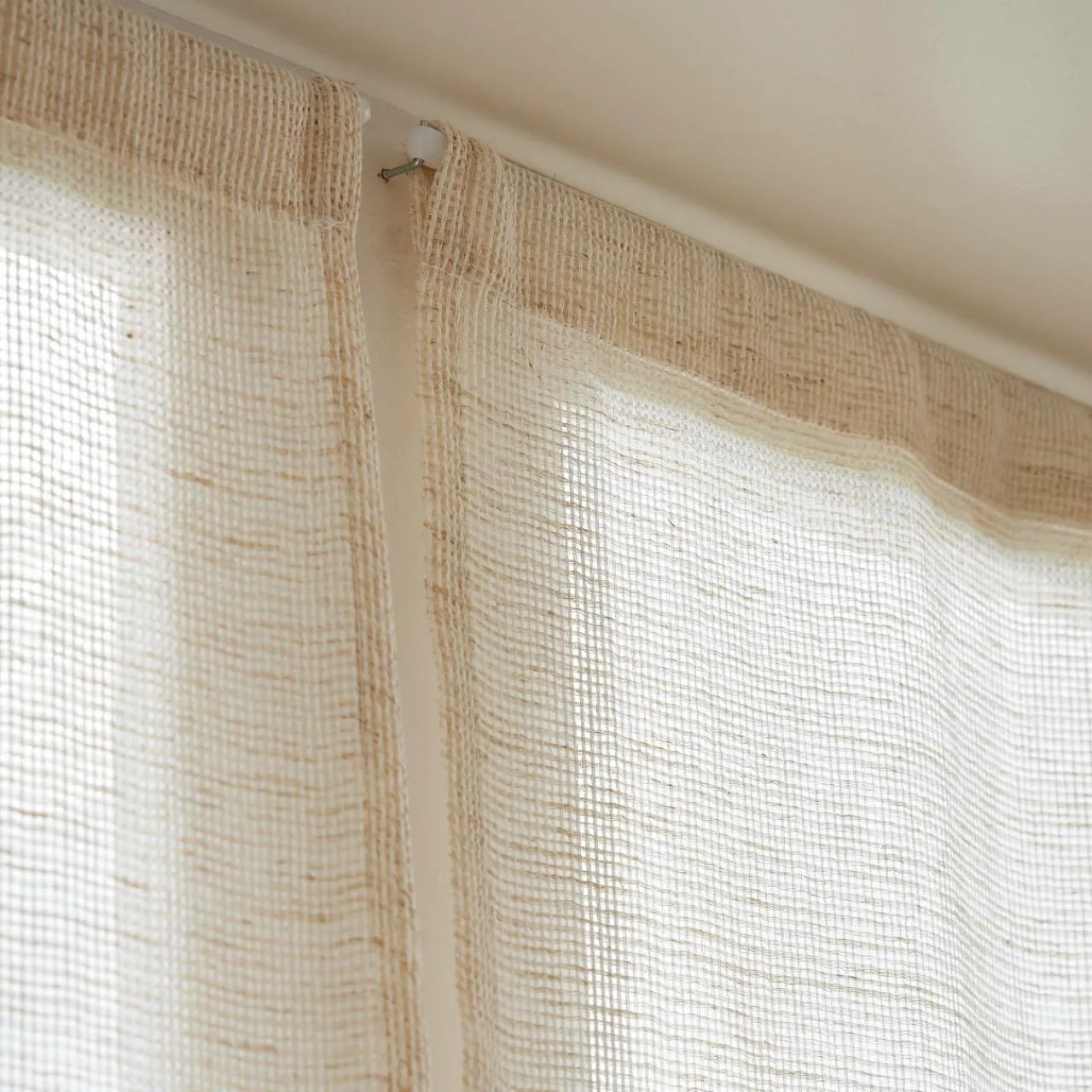 EMINZA Paire de voilages passe-tringle effet lin (70 x 200 cm) Luca Beige Outlet