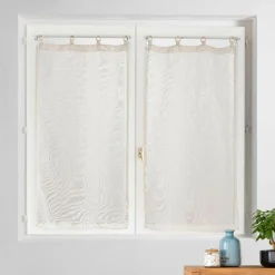douceur d'intu017drieur Paire de voilages tissés œillets bois (60 x 160 cm) Minalisa Beige Discount