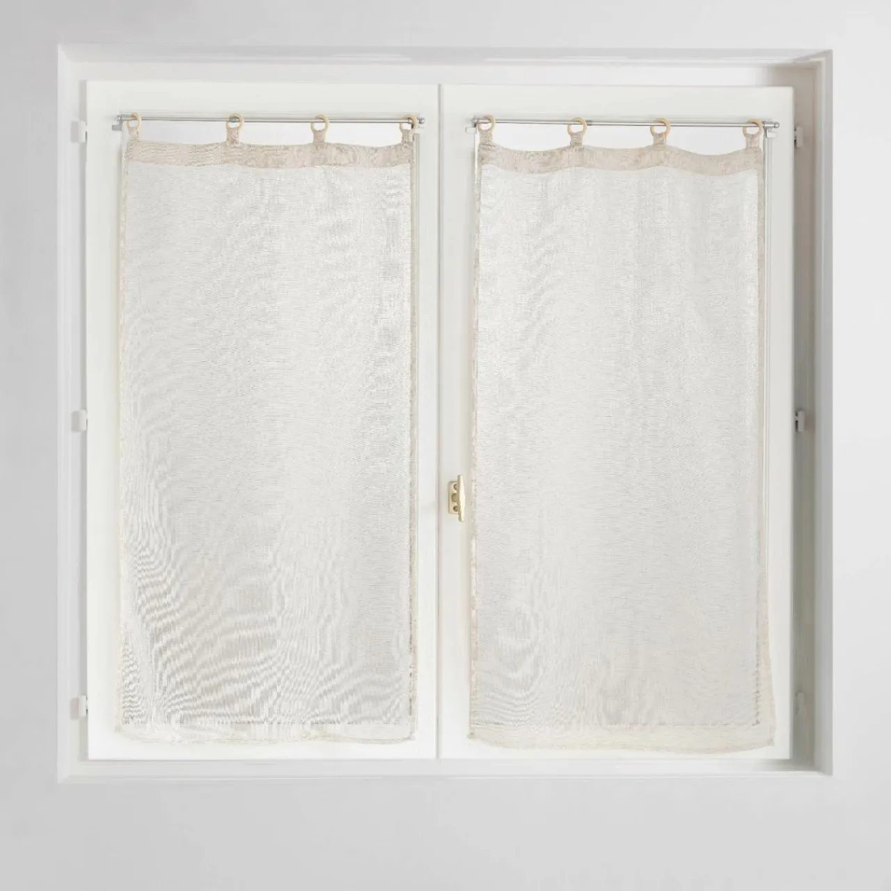 douceur d'intu017drieur Paire de voilages tissés œillets bois (60 x 120 cm) Minalisa Beige New