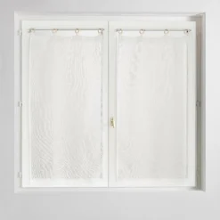 douceur d'intu017drieur Paire de voilages tissés œillets bois (60 x 120 cm) Minalisa Blanc Outlet