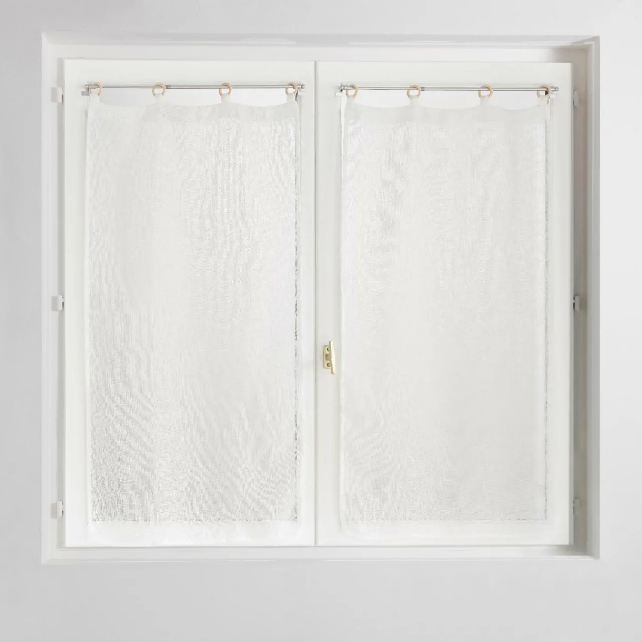 douceur d'intu017drieur Paire de voilages tissés œillets bois (60 x 120 cm) Minalisa Blanc Outlet