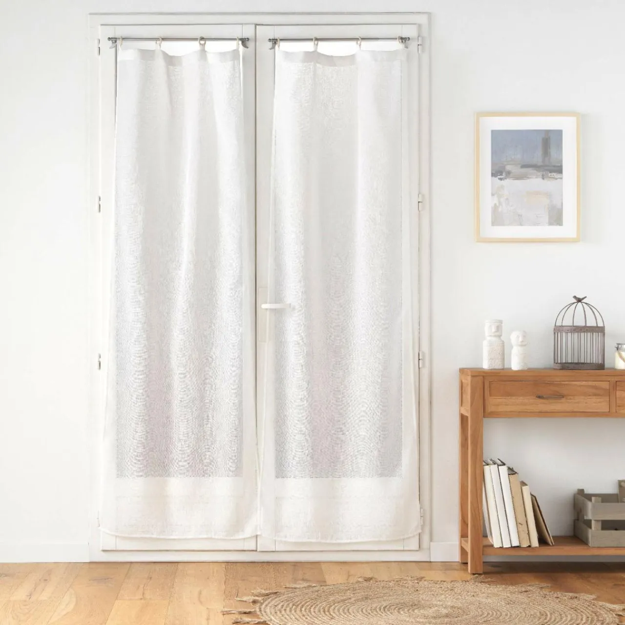 douceur d'intu017drieur Paire de voilages tissés œillets bois (70 x 200 cm) Minalisa Blanc Sale