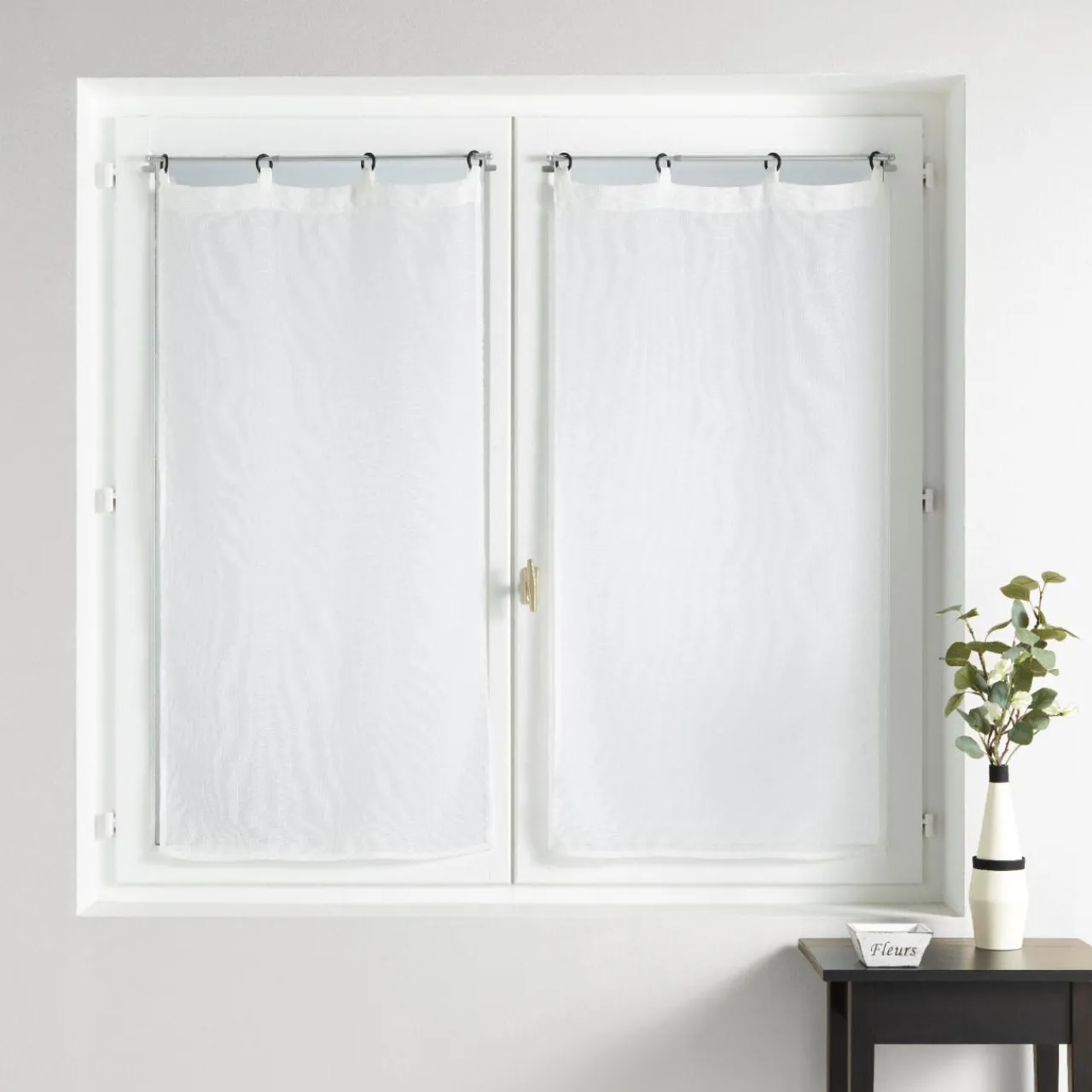 douceur d'intu017drieur Paire de voilages tissés oeillets (60 x 120 cm) Davina Blanc