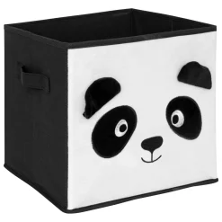 Atmosphera cru017dateur d'intu017drieur for kids Panier de rangement enfant velours (29 x 29 cm) Panda Noir
