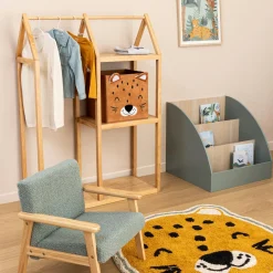 Atmosphera cru017dateur d'intu017drieur for kids Panier de rangement pliant velours enfant (29 x 29 cm) Léo Marron Hot