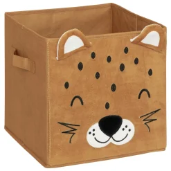 Atmosphera cru017dateur d'intu017drieur for kids Panier de rangement pliant velours enfant (29 x 29 cm) Léo Marron Hot