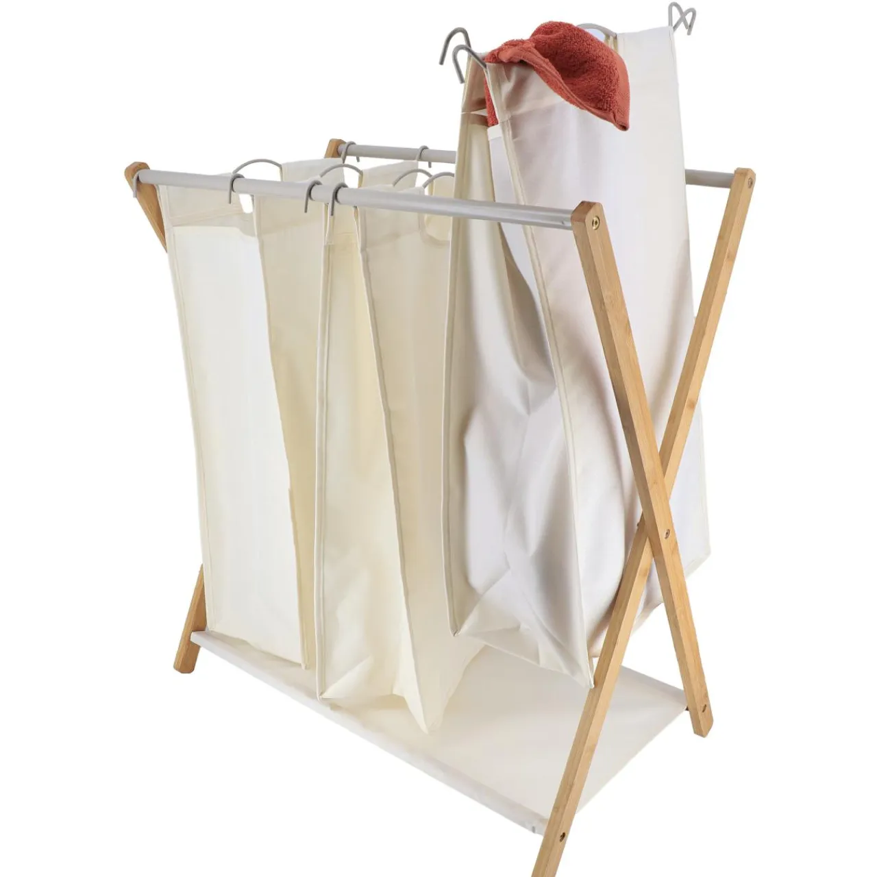 TENDANCE Panier à linge 3 compartiments (H76 cm) Purebamboo Ecru Hot