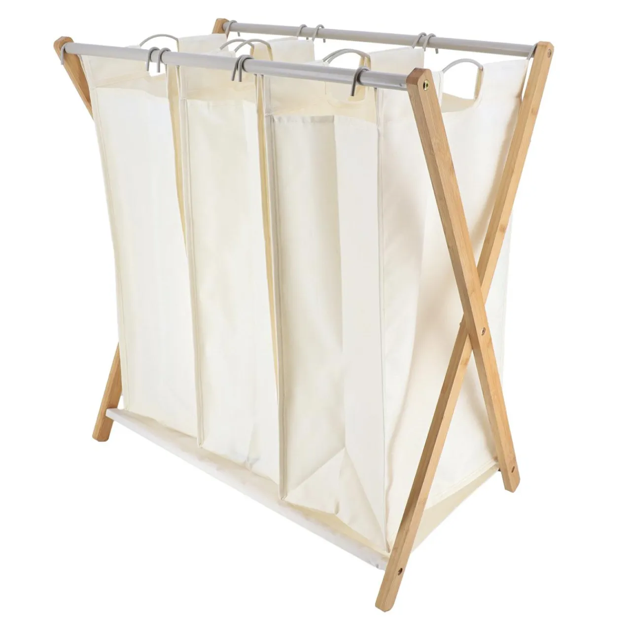 TENDANCE Panier à linge 3 compartiments (H76 cm) Purebamboo Ecru Hot