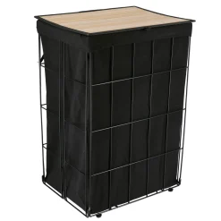 TENDANCE Panier à linge pliable (H60 cm) Industriel Noir Discount