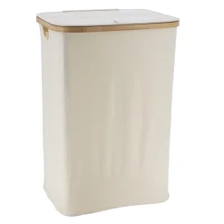 TENDANCE Panier à linge rectangulaire et pliable (H60 cm) Purebamboo Ecru Sale