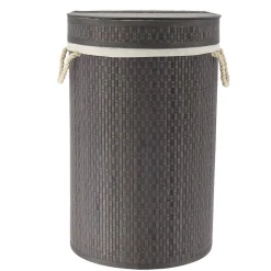 TENDANCE Panier à linge rond et pliable (H55 cm) Damier Gris Outlet