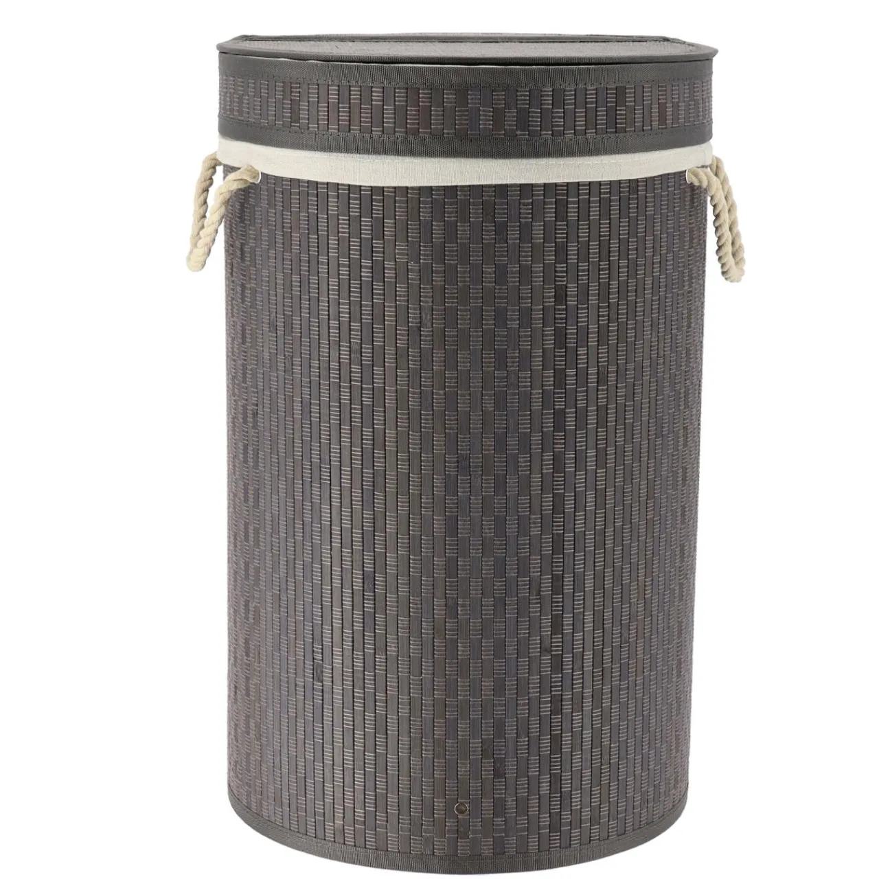 TENDANCE Panier à linge rond et pliable (H55 cm) Damier Gris Outlet