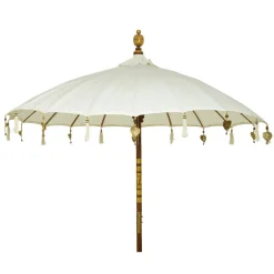 #N/A Parasol de jardin rond avec ornements (D2 m) Cuzco cassé Blanc Sale