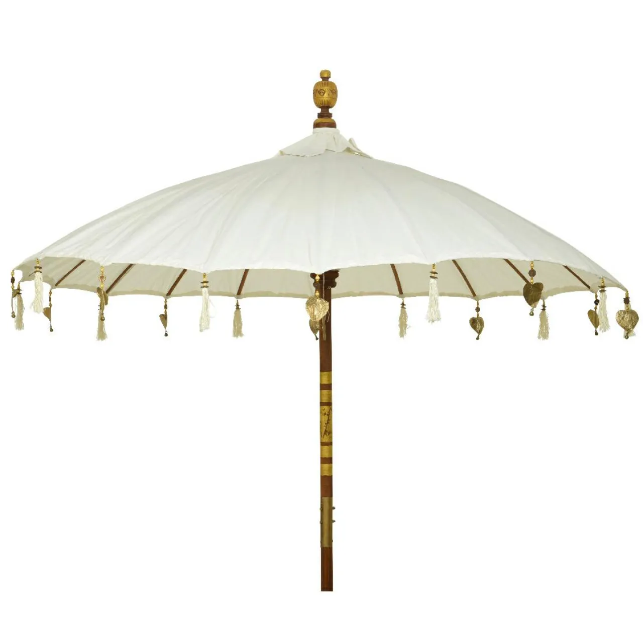 #N/A Parasol de jardin rond avec ornements (D2 m) Cuzco cassé Blanc Sale
