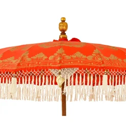 KAEMINGK Parasol de jardin rond à franges (D2 m) Jaipur et dorure Rouge Hot