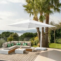 MOBELLIA Parasol déporté rectangulaire aluminium (4 x 3 m) Yucatan Blanc Outlet