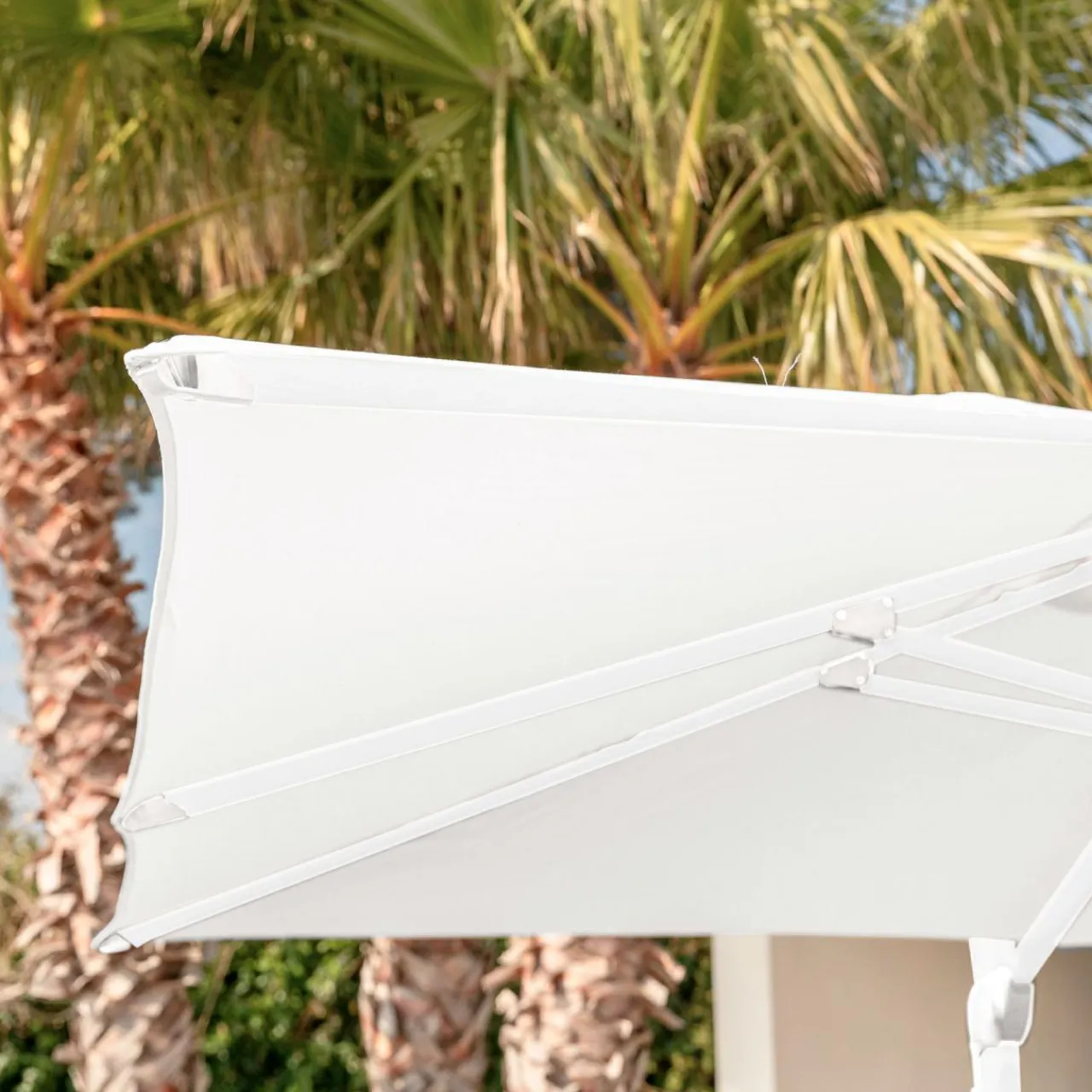 MOBELLIA Parasol déporté rectangulaire aluminium (4 x 3 m) Yucatan Blanc Outlet