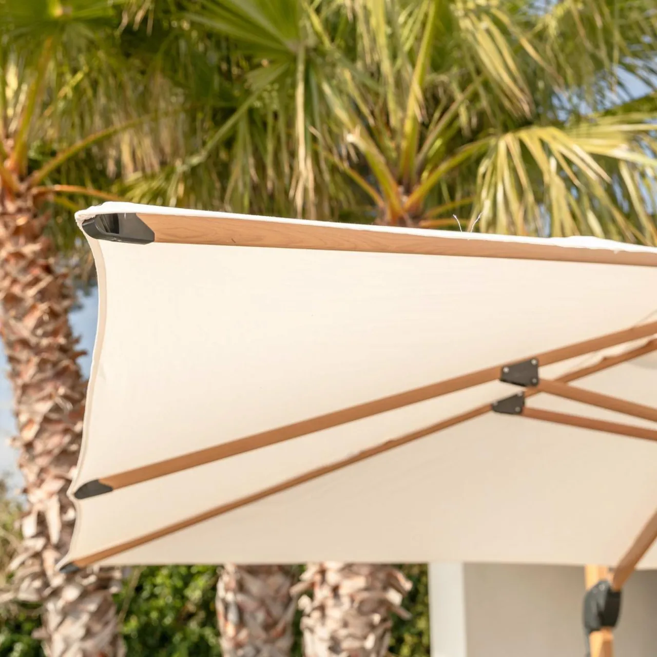 MOBELLIA Parasol déporté rectangulaire aluminium (4 x 3 m) Yucatan effet Bois et blanc Effet bois - blanc Online