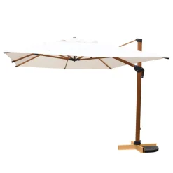 MOBELLIA Parasol déporté rectangulaire aluminium (4 x 3 m) Yucatan effet Bois et blanc Effet bois - blanc Online