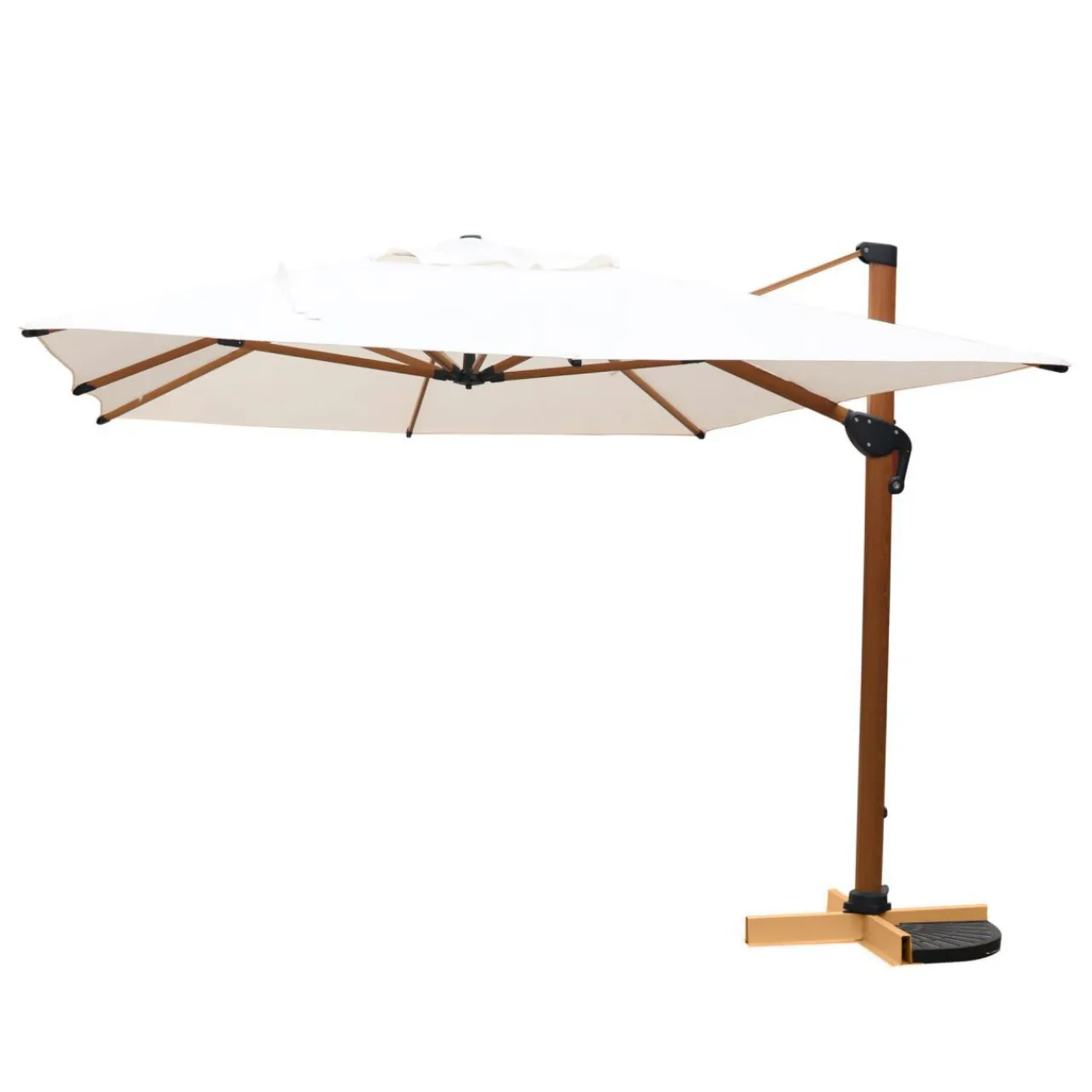 MOBELLIA Parasol déporté rectangulaire aluminium (4 x 3 m) Yucatan effet Bois et blanc Effet bois - blanc Online