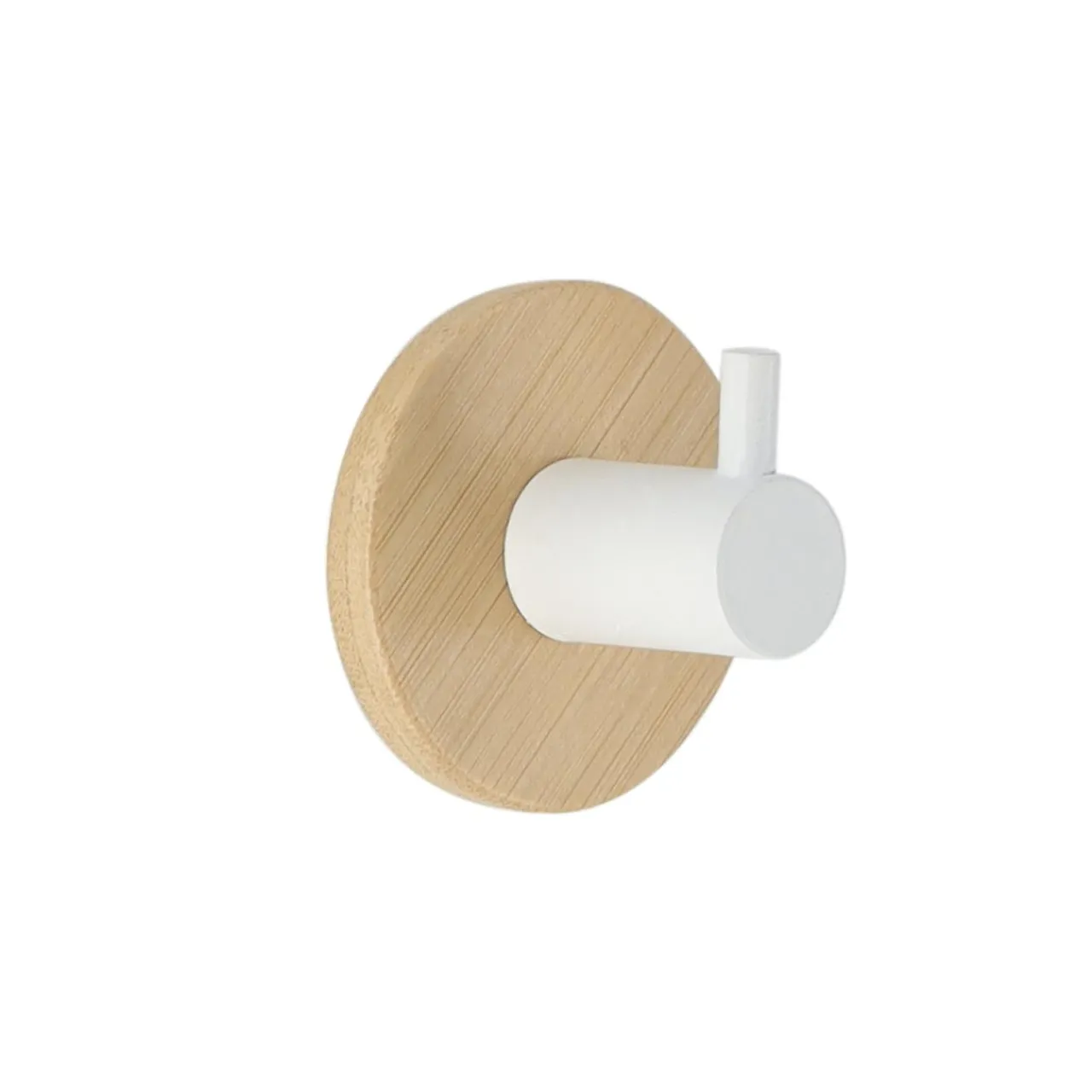 TENDANCE Patère adhesive 3M bambou (D5 cm) Blanc Hot