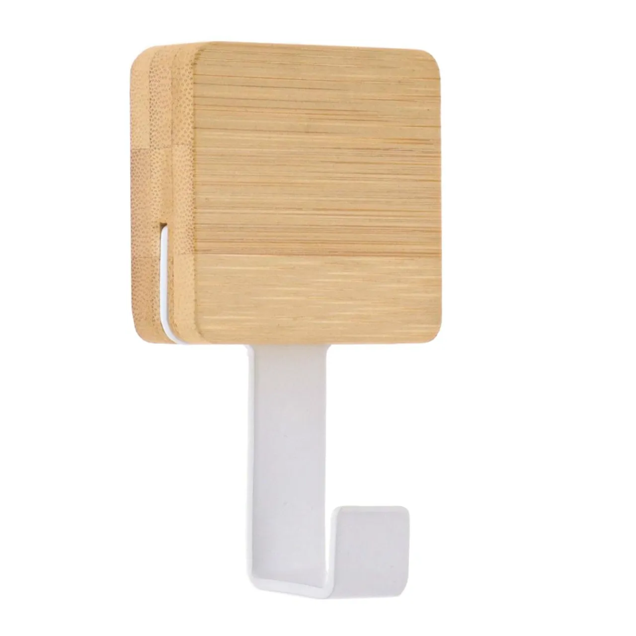 TENDANCE Patère adhésive carrée Crochet simple 3M Bambou Blanc Best