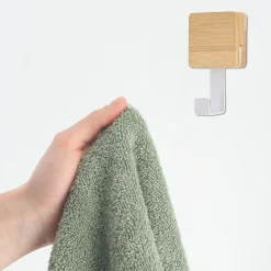 TENDANCE Patère adhésive carrée Crochet simple 3M Bambou Blanc Best