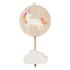 OSTARIA Patère murale enfant bois (H16 cm) Licorne Rose Discount