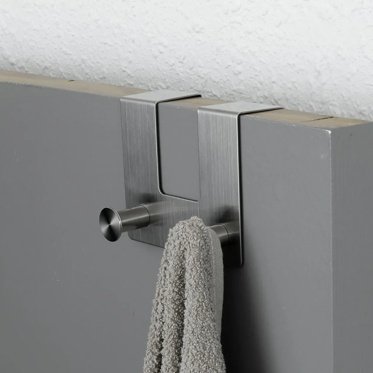 TENDANCE Patère pour porte acier inoxydable 2 crochets (H10 cm) Chrome Argent Outlet
