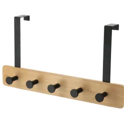 TENDANCE Patère pour porte 5 crochets (L37 x H20 cm) Bambou Noir Hot