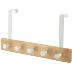TENDANCE Patère pour porte 3 crochets (L29 x H20 cm) Bambou Blanc Best