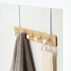 TENDANCE Patère pour porte 3 crochets (L29 x H20 cm) Bambou Blanc Best