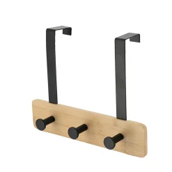 TENDANCE Patère pour porte 3 crochets (L29 x H20 cm) Bambou Noir Hot