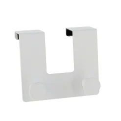 TENDANCE Patère pour porte métal 2 crochets (H10 cm) Blanc Hot
