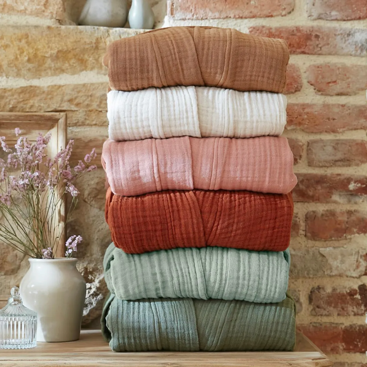 EMINZA Peignoir de bain gaze de coton L/XL Gaïa Terracotta Best
