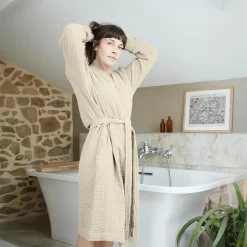 EMINZA Peignoir de bain gaze de coton L/XL Gaïa pampa Beige Sale