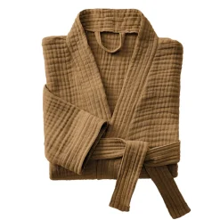 EMINZA Peignoir de bain gaze de coton S/M Gaïa Camel Clearance
