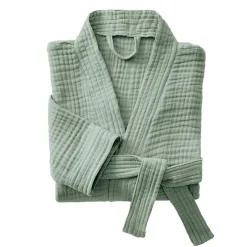 EMINZA Peignoir de bain gaze de coton S/M Gaïa Vert Eucalyptus Hot