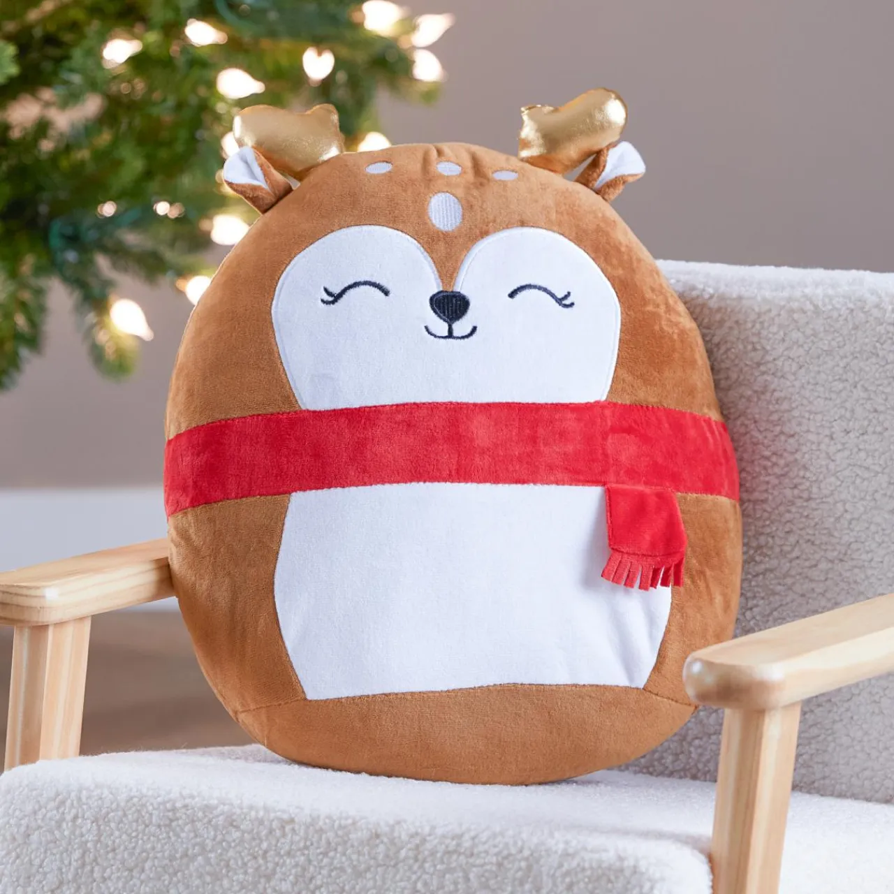 JJA Peluche (H35 cm) Joyeux Renne de Noël Marron