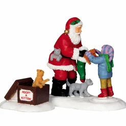 LEMAX Personnages Père Noël et chatons Sale