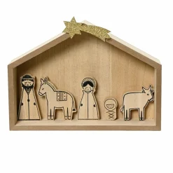 KAEMINGK Petite crèche de Noël en bois (H27 cm) Sainte-Marceline Outlet