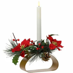 KAEMINGK Photophore avec bougie LED (H12 cm) Fleur de Noël Blanc chaud Discount