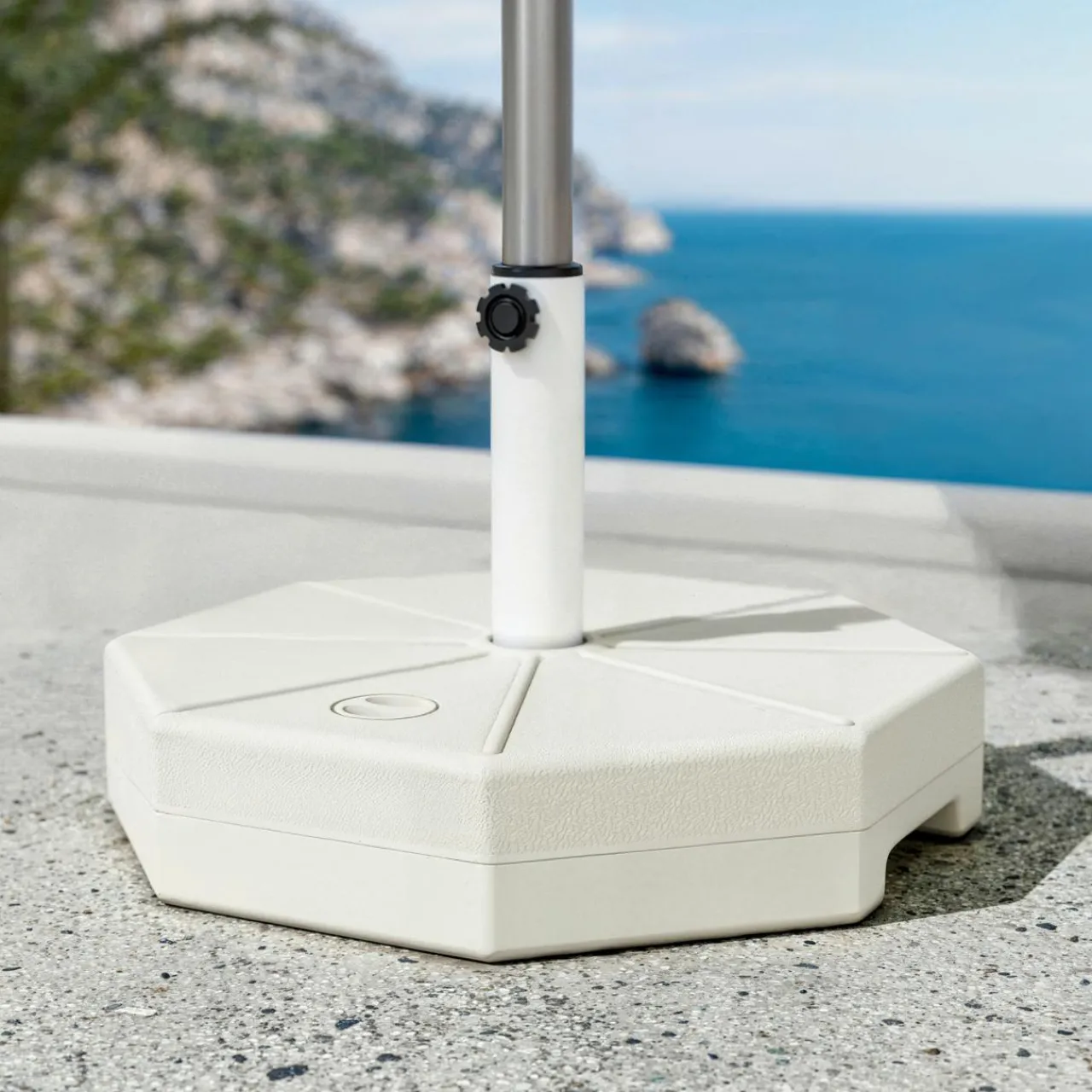 MOBELLIA Pied de parasol universel à remplir 28L Blanc Hot