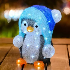 EMINZA Pingouin lumineux 60 LED (H33 cm) Fripon Blanc froid
