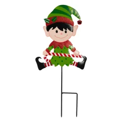 CHRISTMAS DREAM Piquet de jardin en métal (H50 cm) Lutin de Noël Multicolore