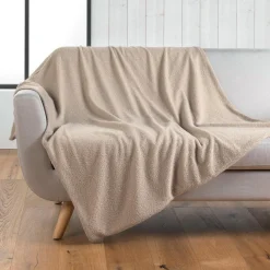 douceur d'intu017drieur Plaid bouclette (180 x 220 cm) Wooly Beige Best