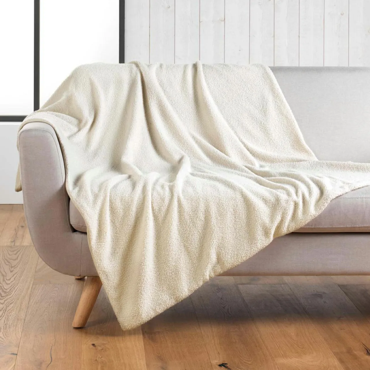 douceur d'intu017drieur Plaid bouclette (180 x 220 cm) Wooly Ecru Sale