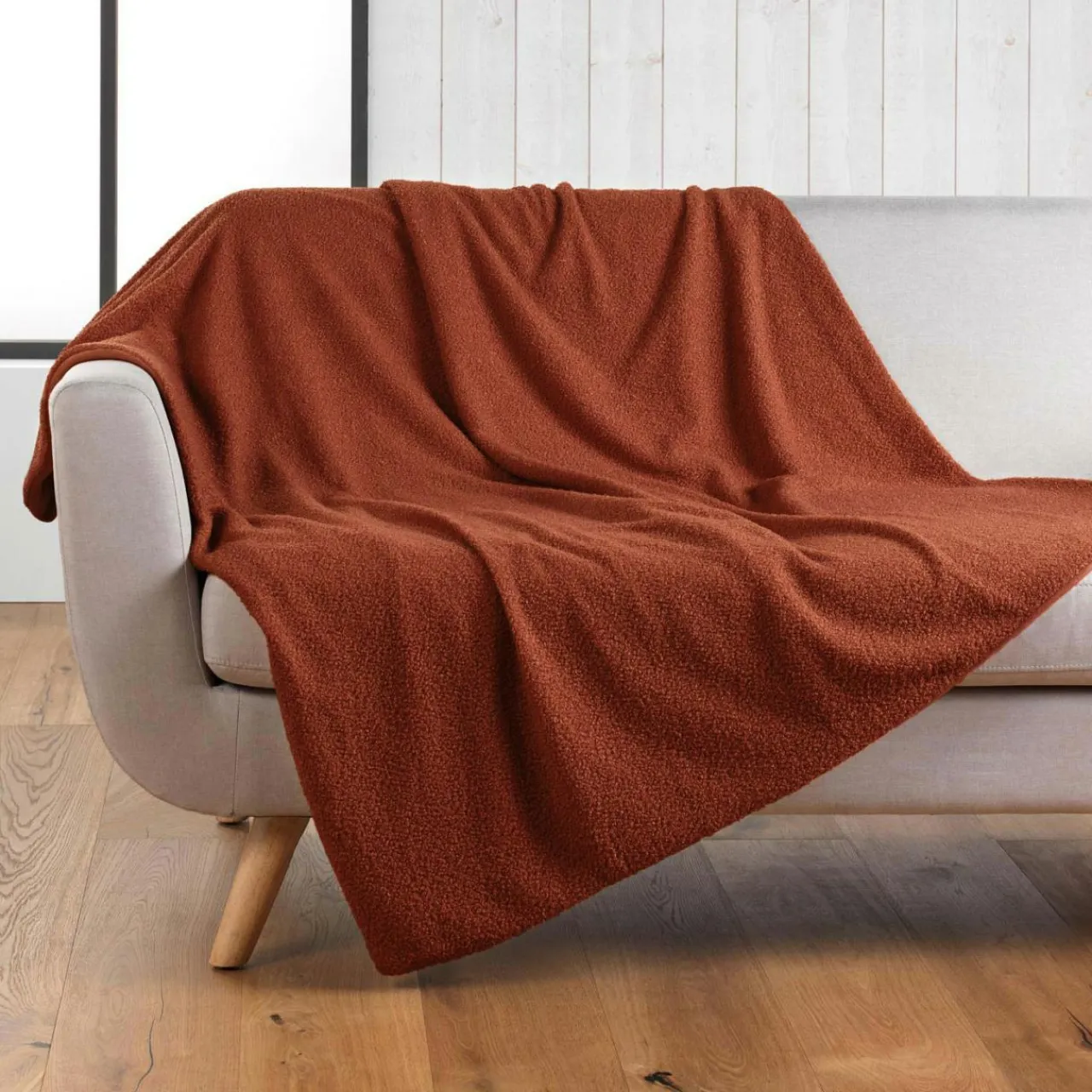 douceur d'intu017drieur Plaid bouclette (180 x 220 cm) Wooly Terracotta