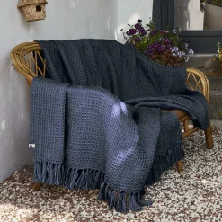 L'EFFET PAPILLON Plaid canapé matière recyclée (180 x 220 cm) Gabin Bleu nuit