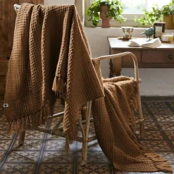 L'EFFET PAPILLON Plaid canapé matière recyclée (130 x 160 cm) Gabin Camel Discount